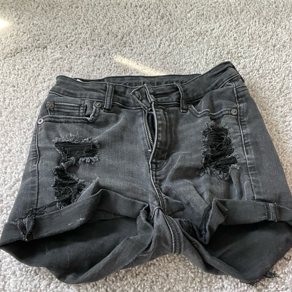 American Eagle Next Level Stretch Black Denim Shorts Size 0 - Worn Twice